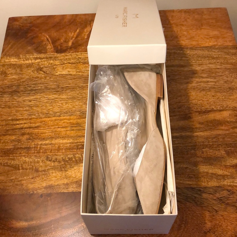 Marc Fisher Women’s Taupe Suede Pointed Toe Flats